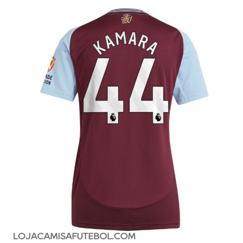 Camisa de Futebol Aston Villa Boubacar Kamara #44 Equipamento Principal Mulheres 2024-25 Manga Curta